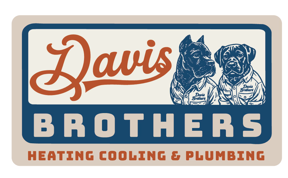 Davis Brothers Heating, Cooling & Plumbing logo with two dogs in uniforms beside the brand name.